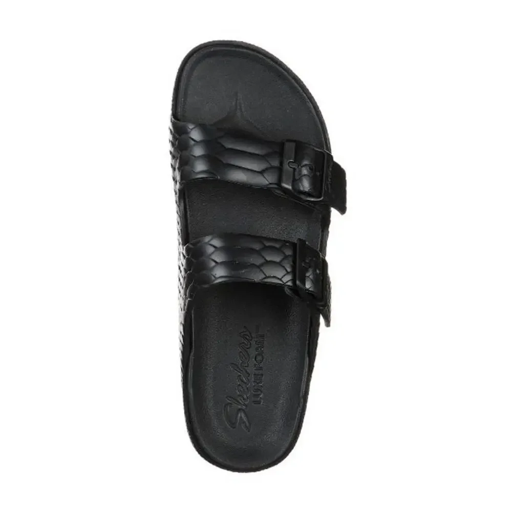 Skechers Women's Black Double Strap Slide Sandals - Picture 2 of 10